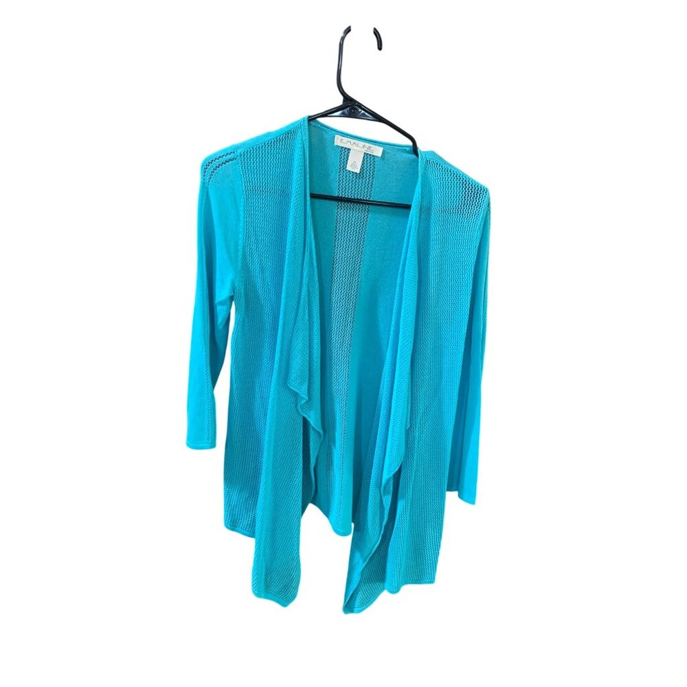 Emaline Petite Small Petite  Fairycore Open Front Blue Cardigan Loose Knit Sweat